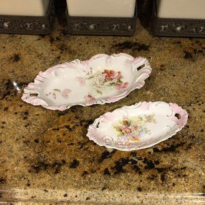 Pair Of Antique Porcelain Relish Dishes